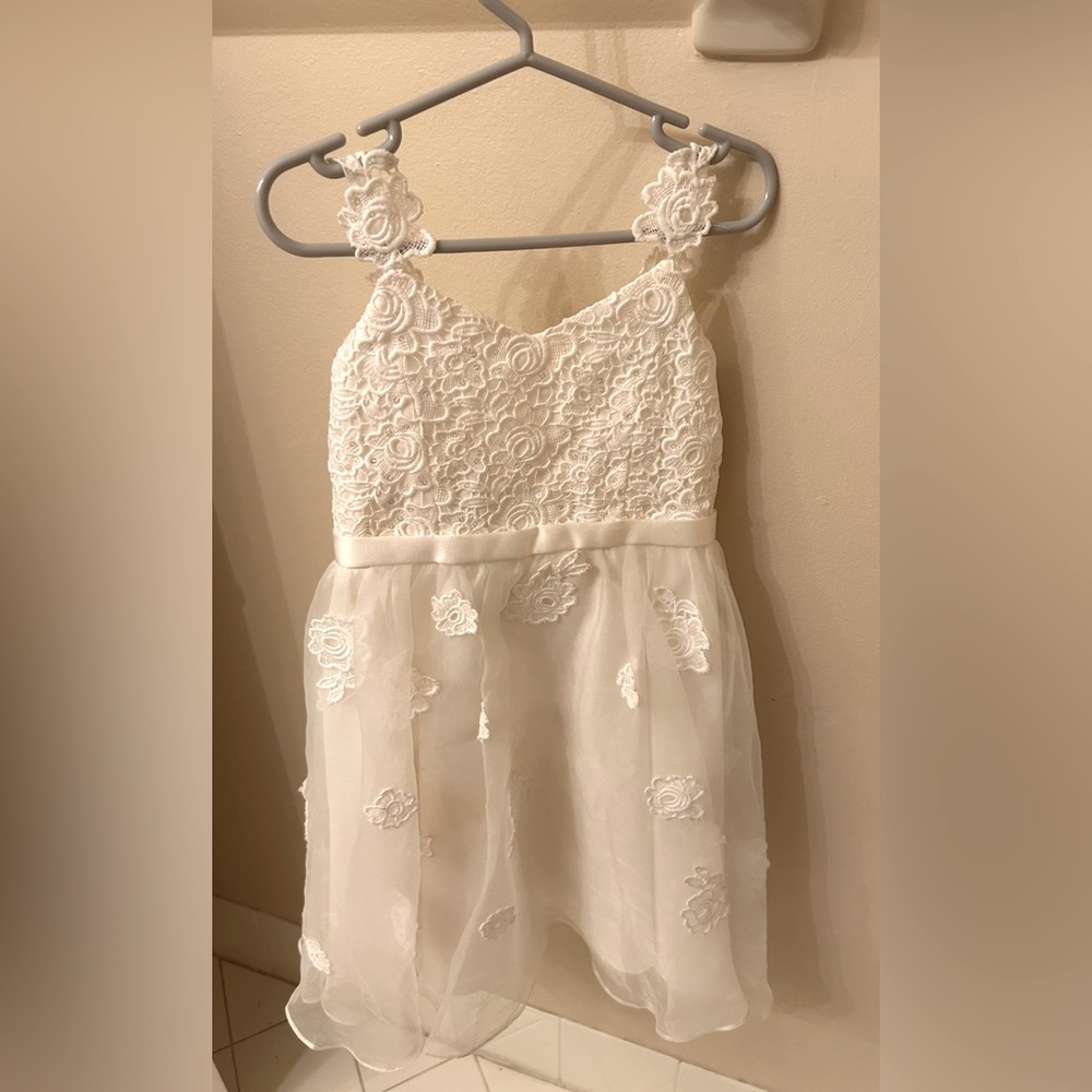 David’s Bridal White Flower Girl Dress